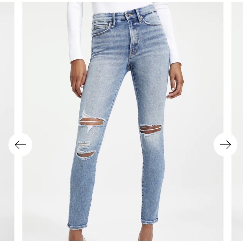 Good American Good Legs Stretch Sculpt Flat Tummy Jeans Blue 6
